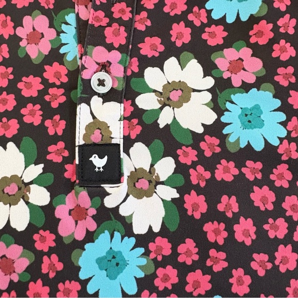 Bad Birdie Polo SS Shirt Black Floral Performance Golf Stretch Men XLarge - Picture 4 of 10